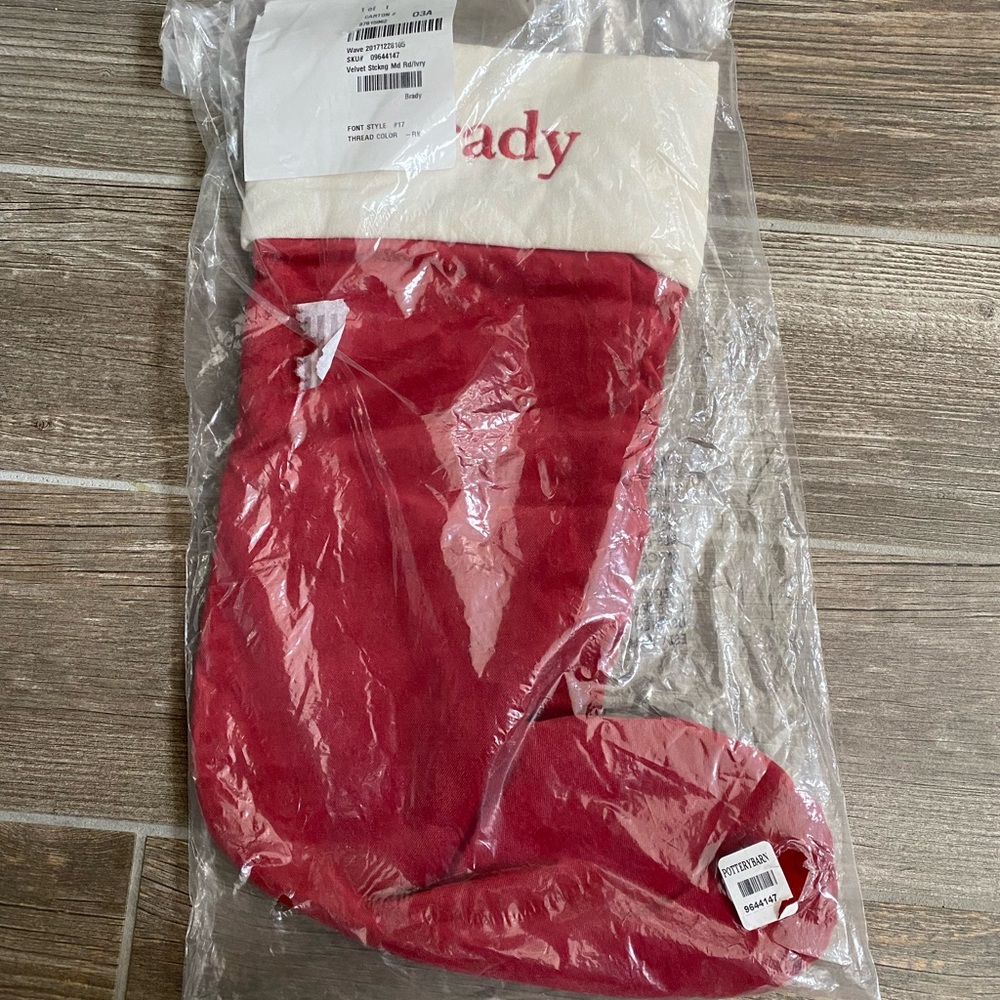 Pottery Barn Red Velvet Stocking “Brady” - Picture 2 of 4